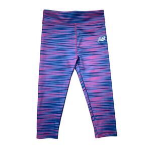 New Balance Girls Size 18M Purple Pink Striped Athletic Leggings Activewear